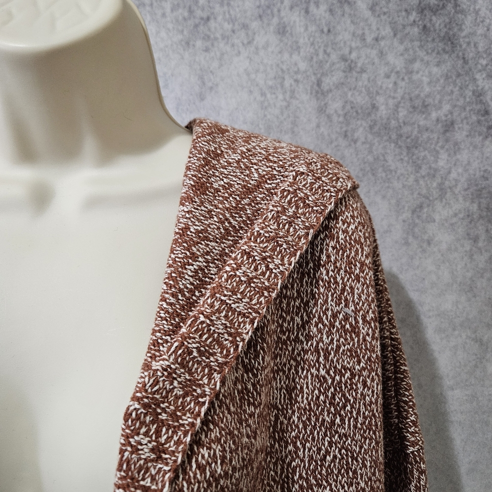 Tahari Hooded Open Front Marled Knit Sweater Cardigan with Pockets - Picture 8 of 11